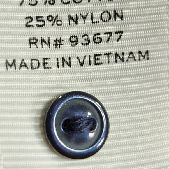 Stylus Navy Notched V Neck Lace Shoulders & Back Hem 3/4 Sleeve BOHO Top Large - Picture 10 of 12